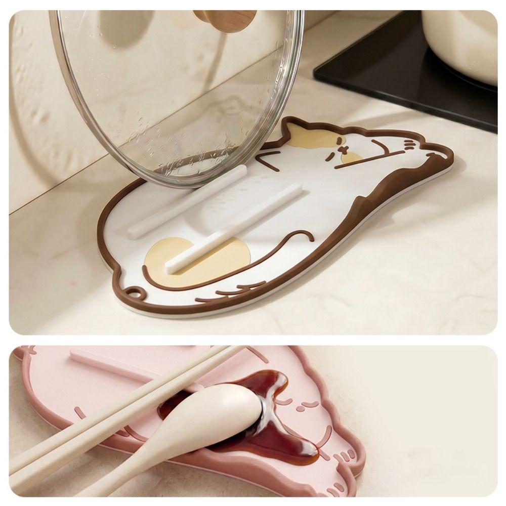Heat Resistant Pot Lid Holder Non-slip Chopstick Holder Soft Spoon Holder Mat Kitchen Countertop