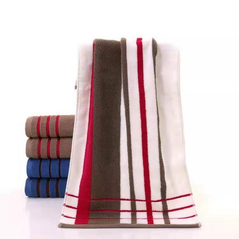 Striped Soft Absorbent Thickened Towel Pure Cotton Face Towel with Embroidery
