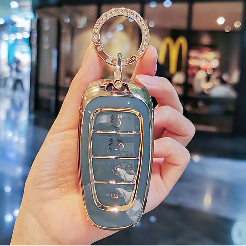 New TPU Car Remote Key Case Cover For 2022 2021 2020 Hyundai Sonata Nexo Santa Fe Tucson 4 Buttons Keyless Shell Fob Accessories