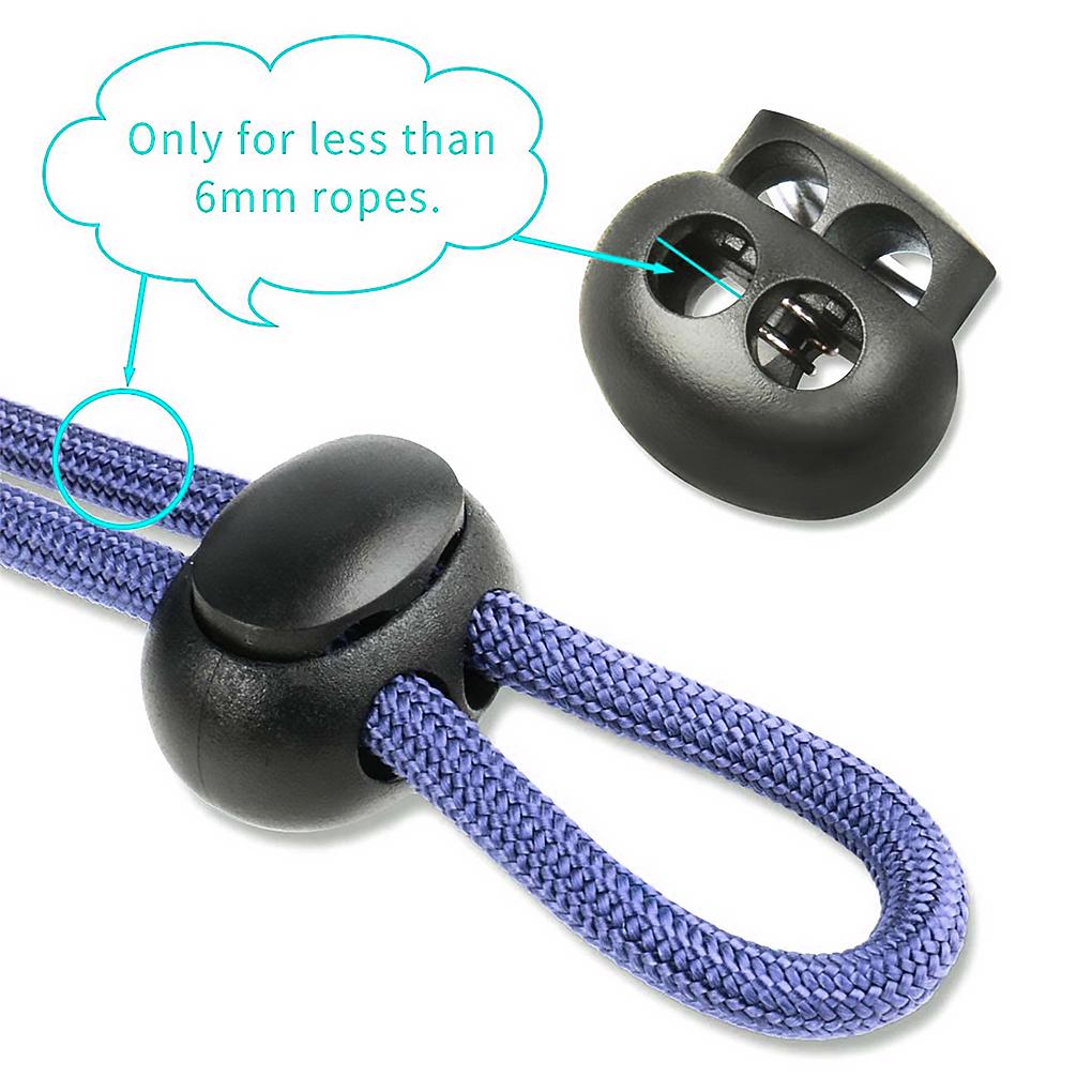10 Pieces Cord Stopper Bag Shoe Round Shaped Drawstring Stoppers with 2 Holes Portable Anti-skid Rope Fastener