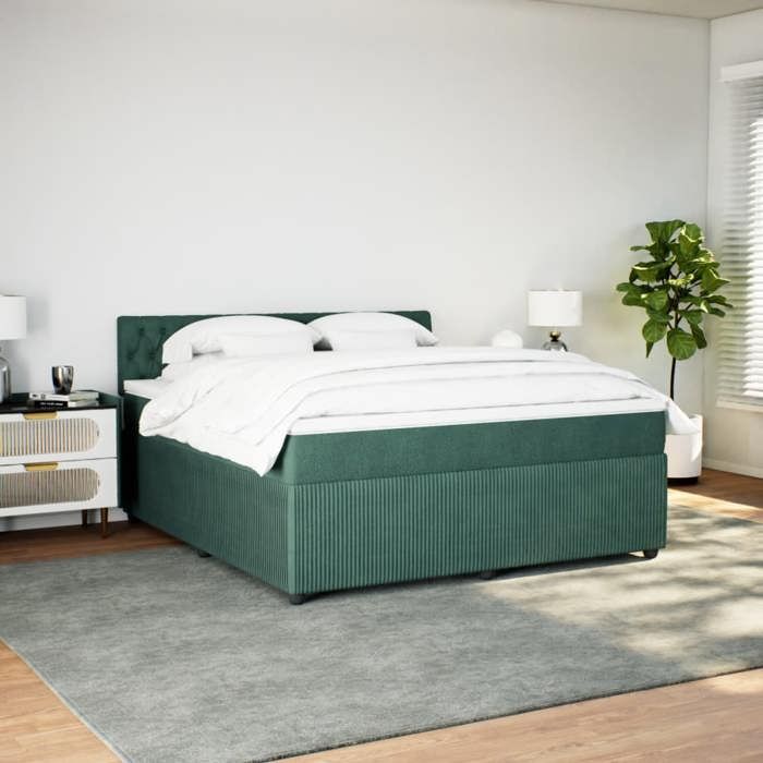 VidaXL Sommier à lattes de lit et matelas Vert foncé 180x200cm Velours 3287815