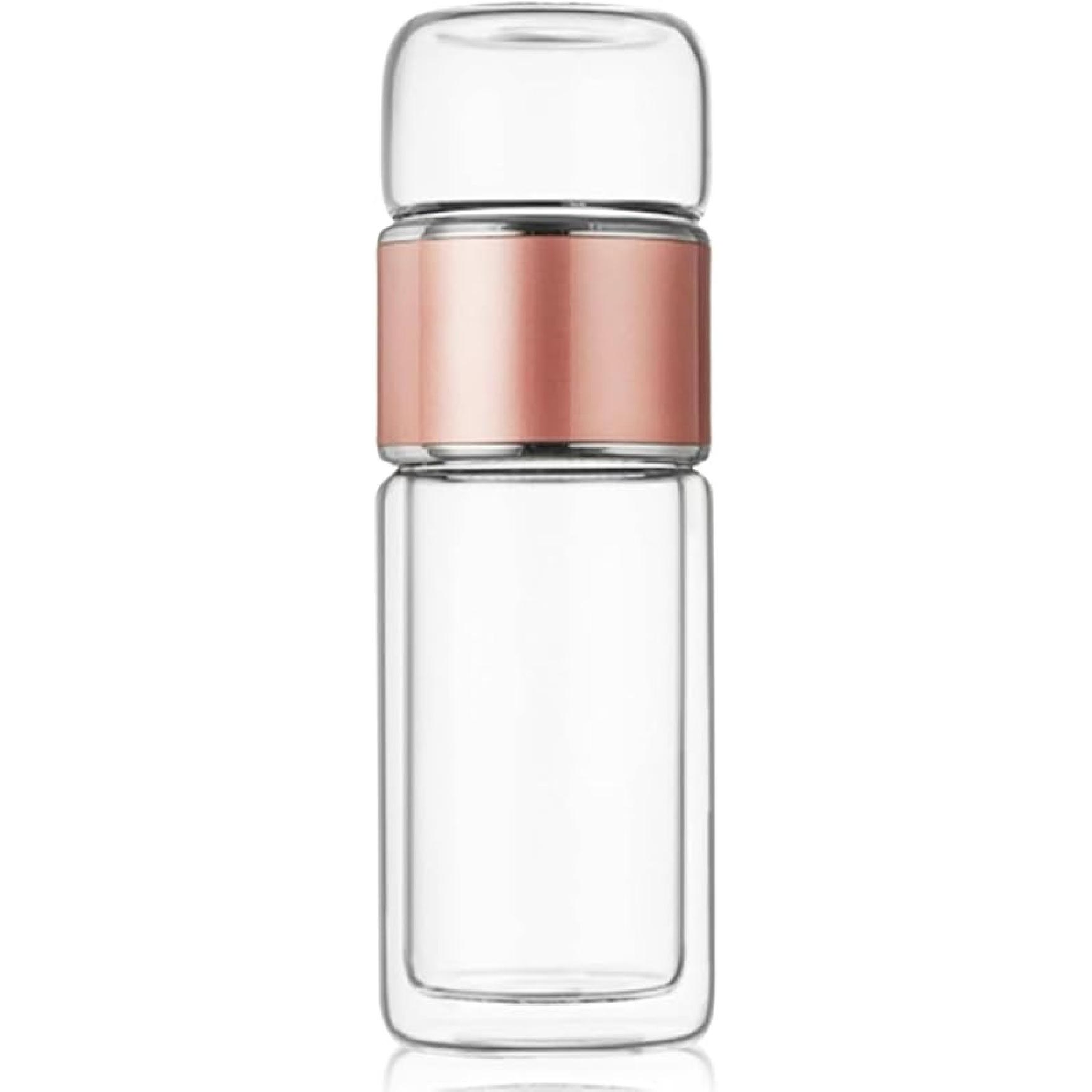 420ml/14oz Tea Tumbler Tea Infuser Bottle Double Layer Glass Travel Tea Mug Loose Leaf Tea Strainer Tea Cup Glass Tumbler Office Travel Home Tea Mug