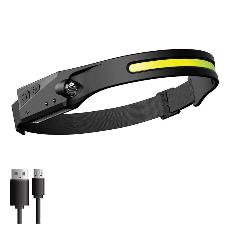 LED COB Induction Headlamp USB Rechargeable Light with Built in Battery Multiple Lighting Modes Lamp for Outdoor Camping Fishing
