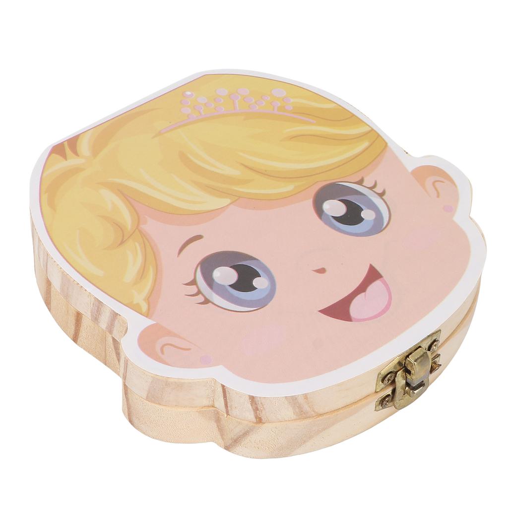 Baby Wooden Tooth Box Individual Holes Primary Teeth Organizer English Kids Keepsake BoxGirl