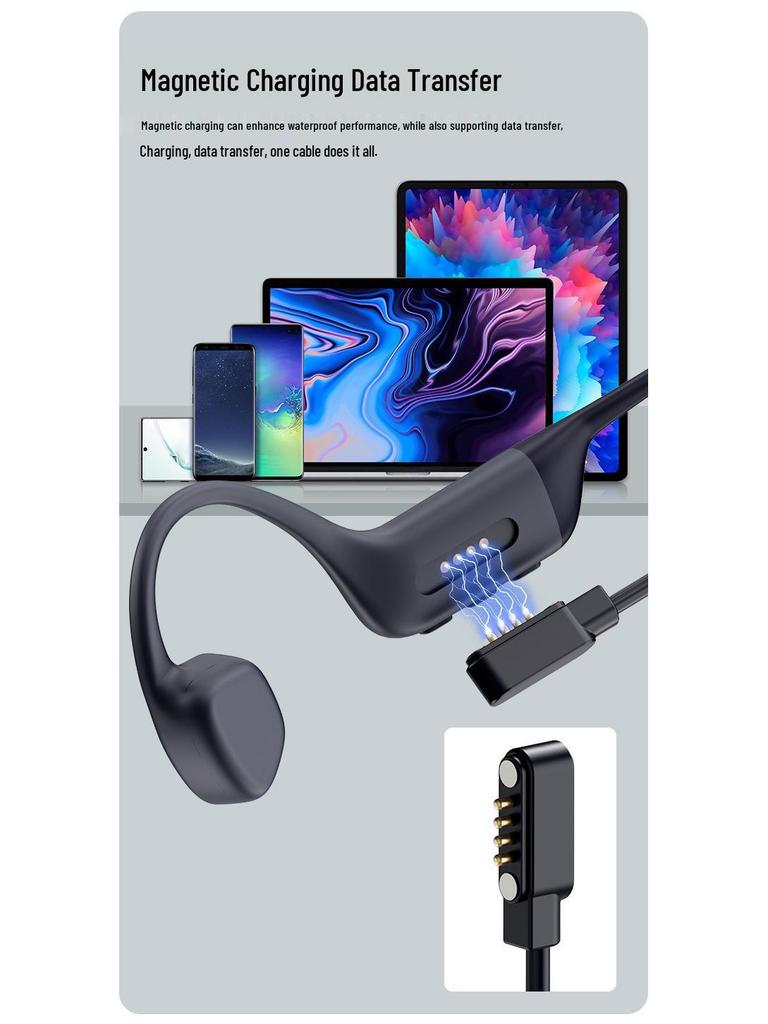 Crossx16 Bone Conduction Bluetooth Headphones with Liquid Silicone Coating, 32GB Memory, Long Battery Life, Open-Type, Waterproof for Swimming