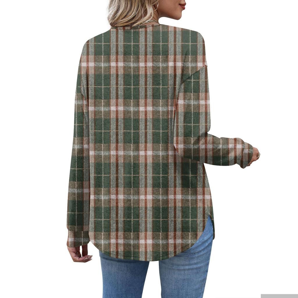 Damen Retro Bedrucktes Modisches Langarm-Top