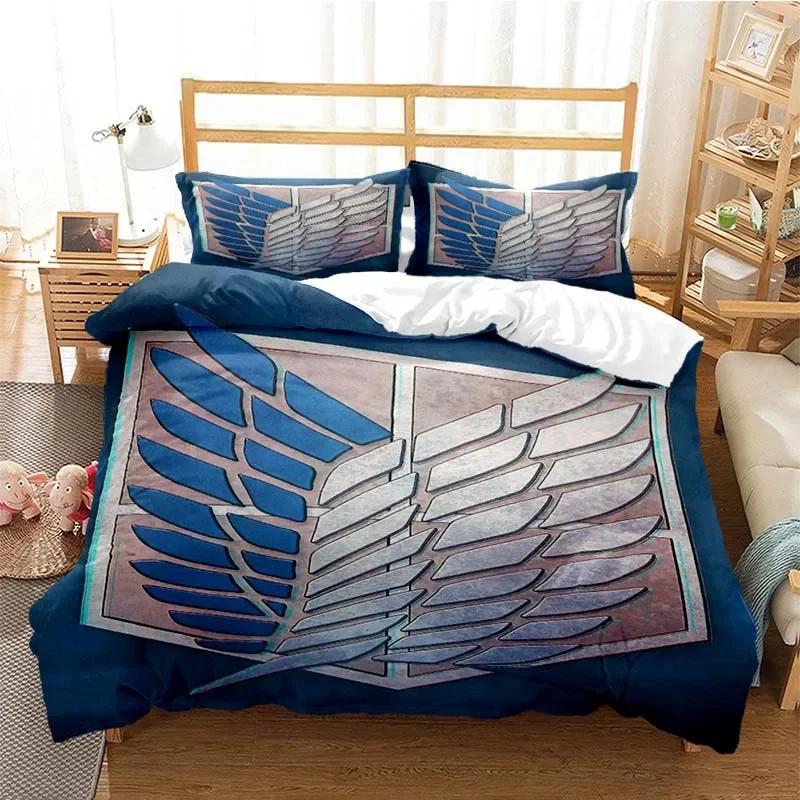 Attack On Titan Fashion Digital Comfortable Duvet Quilt Cover Pillowcase Bedding Set Children Bedroom Decoration Home Textile