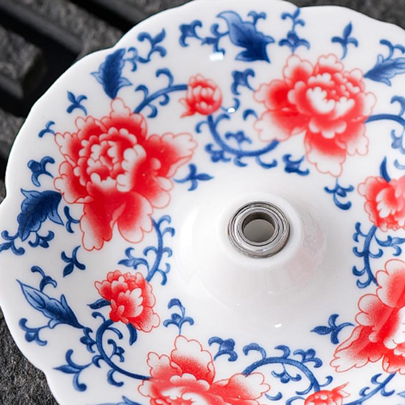 1 juego Paraguas Colador de Té de Flor de Peonía Cuencos de Té Cerámica Coladores de Té Accesorios para Ceremonia Forma de Paraguas Juego de Té Creativo 2 estilos