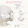 Wooden Four-Leaf Clover Vanity Toy: Baby Girl's Imitation Dressing Table with Lipstick, Eyeshadow, Hair Dryer, and Mask