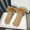 Plüschhandschuhe Wildleder Damen Fahrrad-Fäustlinge Retro Winter Fleecegefütterte Handschuhe Fahren