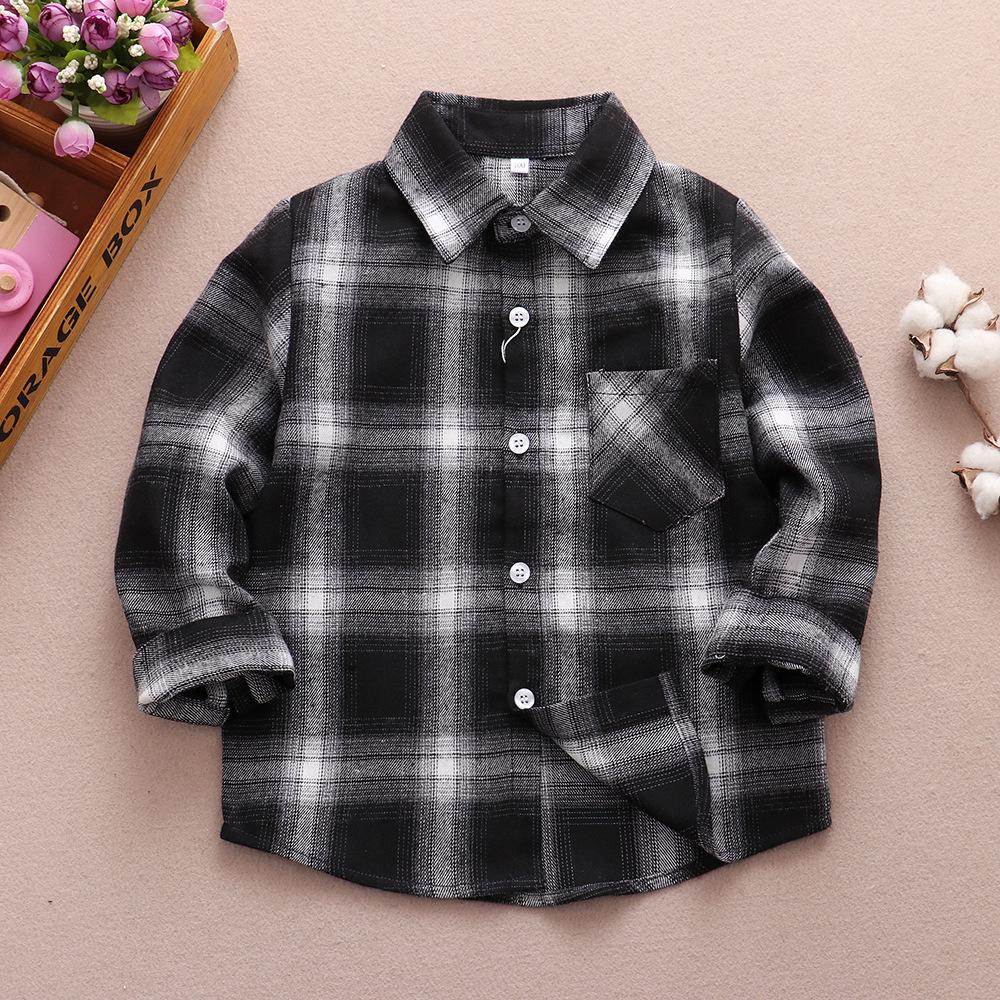 Spring 2025 Boys' Long Sleeve Plaid Korean Style Casual Shirt for Inner and Outer Wear