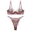 Elegant Ultra-Thin Lace Color-Block Bra Set - Anti-Sagging, Minimizes Large Bust