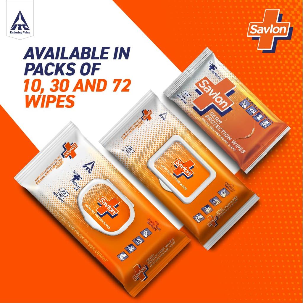 Savlon Germ Protection Wet Wipes 72 Count Multi-Purpose Hand Body Surface Cleaning Wipes