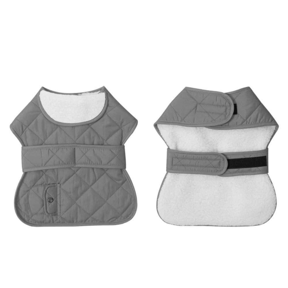 

Warm Dog Winter Coat Adjustable Thickened Dog Thermal Clothing Soft Fleece High Collar Pet Cotton Clothing Outdoor S сірий