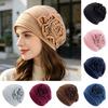 Turban Hat for Women, Side Flower Decor Head Wrap, Pure Color High Elasticity Turban Cap for Sensitive Scalp Postpartum Care Sleep