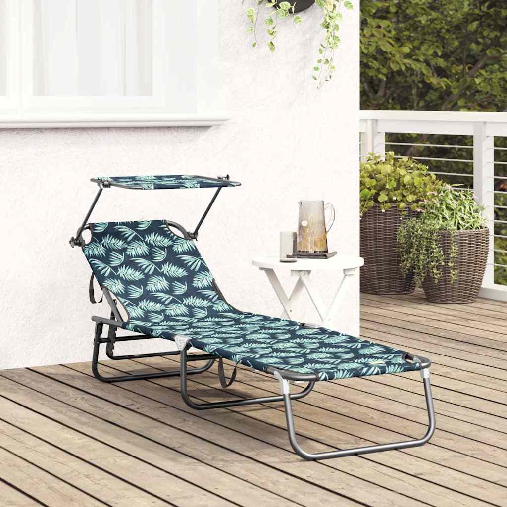 Folding Sun Lounger Multicolour 190 X 57 X 81 Cm Oxford Fabric