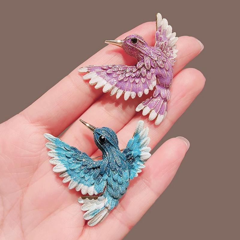 Chinese-style Blue-winged Bird Brooch, High-end Feminine Charm, Retro Brooch, Overcoat Suit, Corsage Design Sense