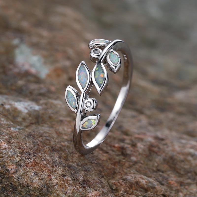 

Wish Olive Branch Opal Ring Simple Niche Elegant Ring Ring No. 10