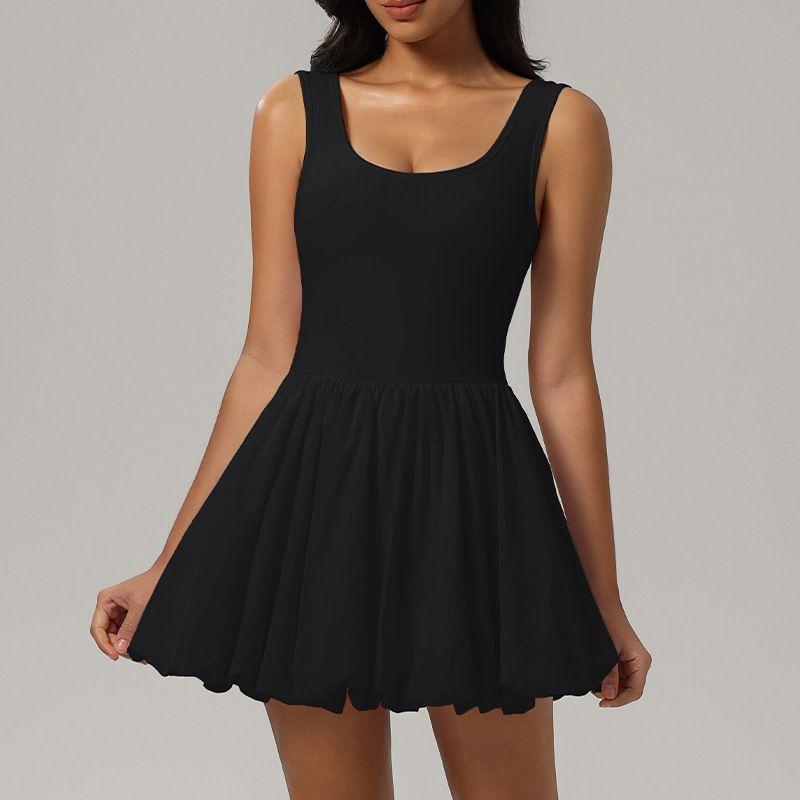 Cross-Border Nude Feel Bare Back Beauty Back Exercise Dress Women's Quick-Drying Fashion Tape Yoga Skirt Outdoor Fitness Tennis Skirt