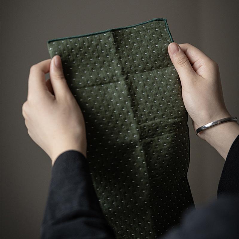 Water Absorbent Cotton Linen Tea Towel Japanese Style Clean Square Tea Ceremony Accessory Simple Forest System Tablecloth Cloth