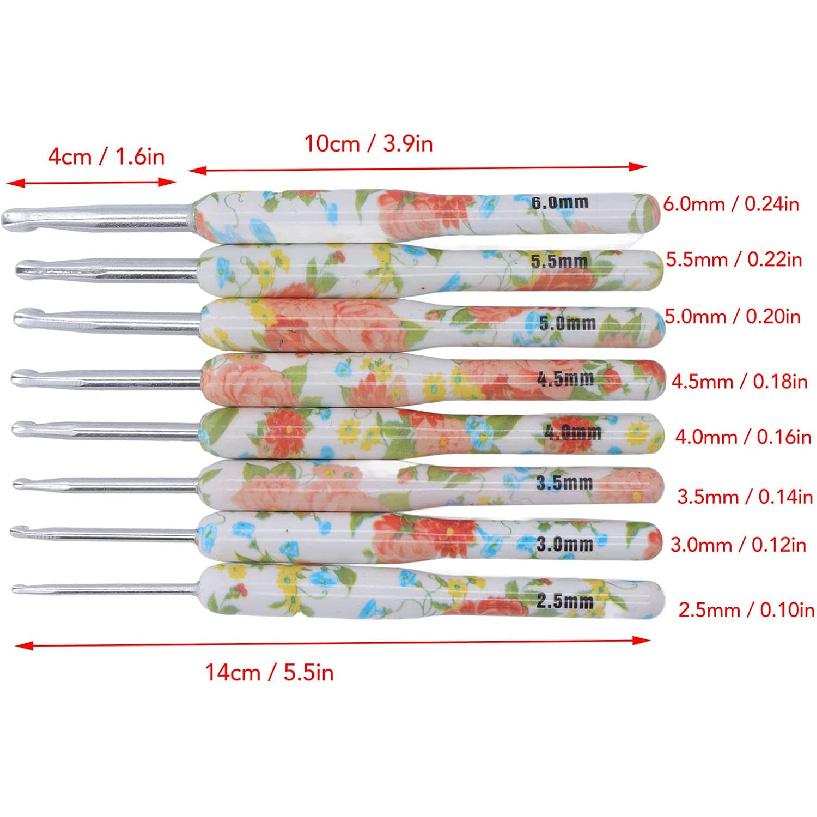 8Pcs Crochet Hook Set, Ergonomic Soft Grip Crochet Handles Yarn Knitting Needles for Arthritic Hand (Yellow Small Flower)