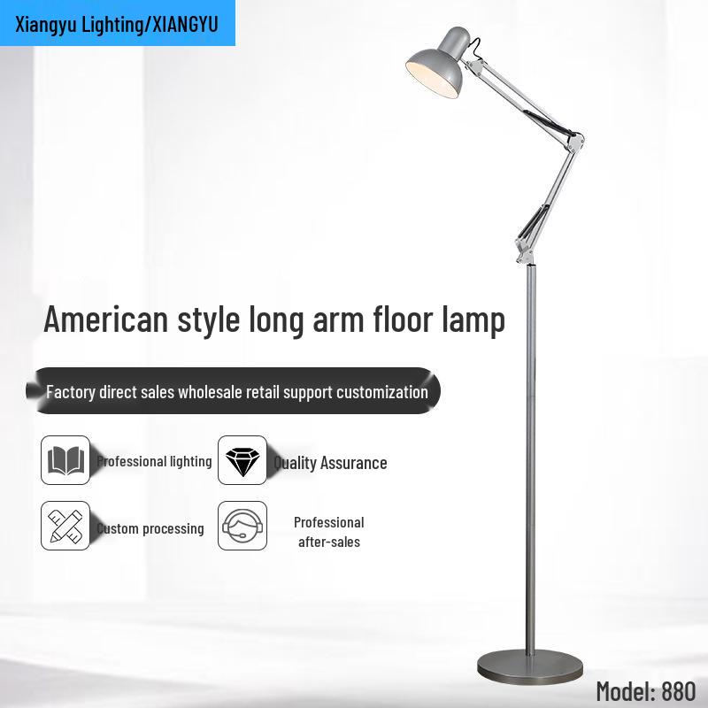 American Wrought Iron LED Floor & Table Lamps for Living Room, Eye-Protection, Therapy, Embroidery, Painting, Mahjong, & Fishing.