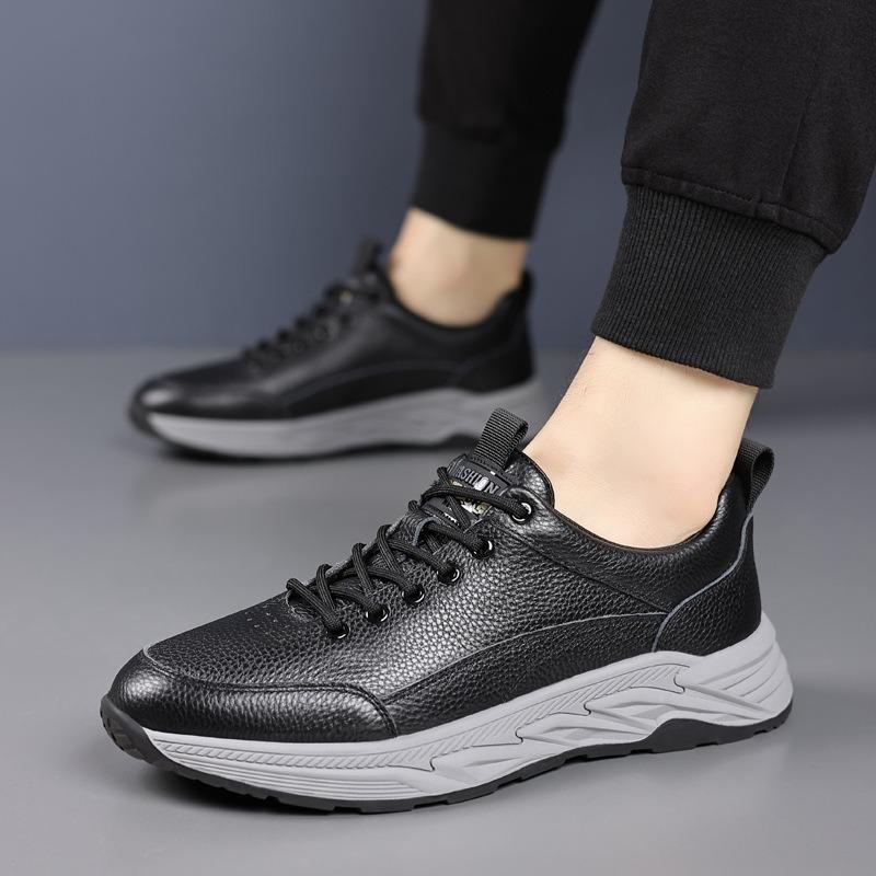 The first layer of cowhide winter new men's sports shoes genuine leather velvet thermal cotton shoes casual shoes men's shoes shoes