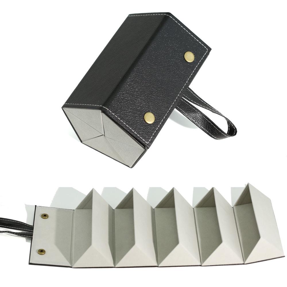 Leather Multi-Compartment Eyeglass & Sunglasses Storage Case, Portable & Foldable with Large Capacity