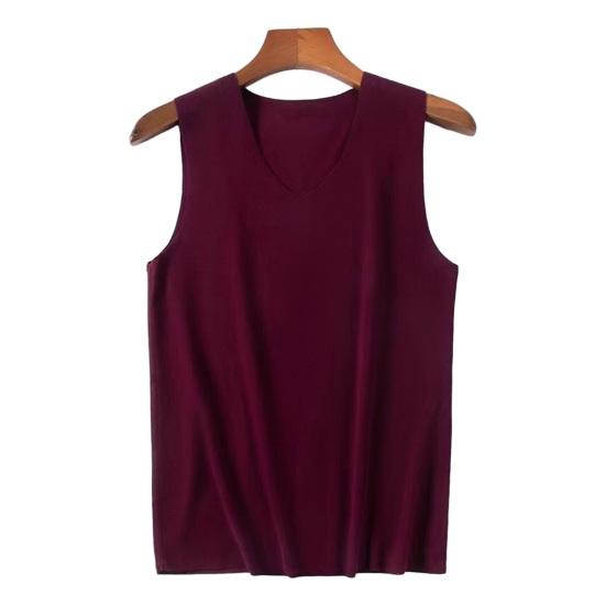 Men Winter Seamless Thermal Vest V-neck Sleeveless Thermal Underwear Thickened Elastic Slim Fit Bottoming Shirt Thermal Tops