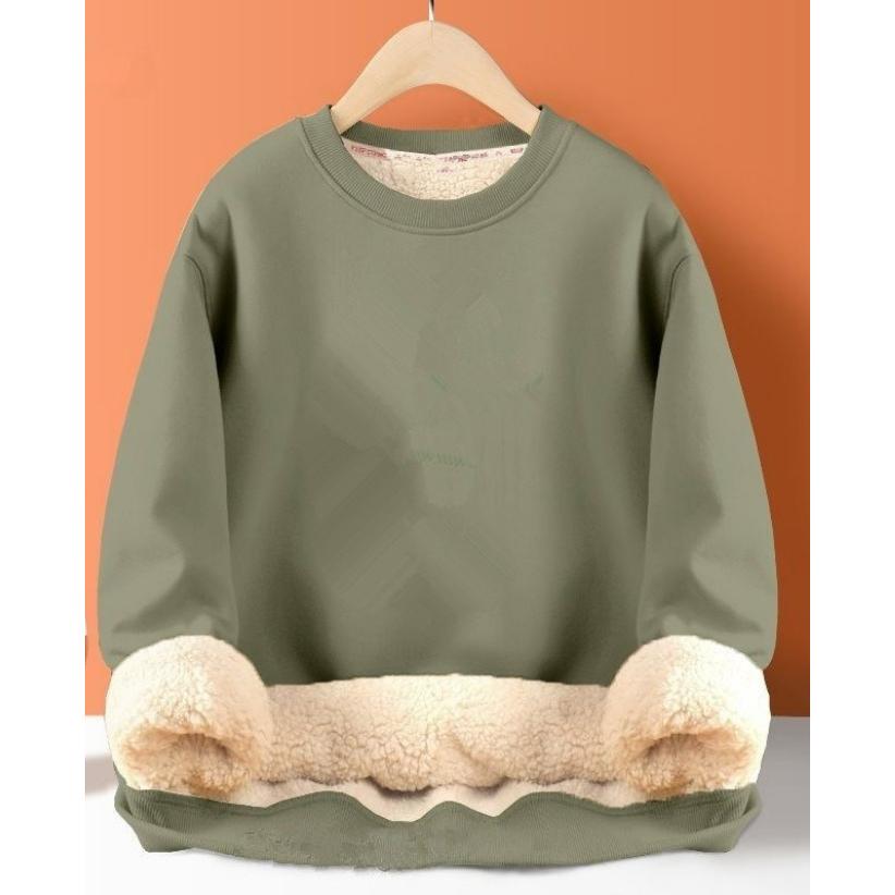 Autumn and Winter Men's Solid Color Round Neck Lamb Fleece Warm Casual Sweater Men's Jacket