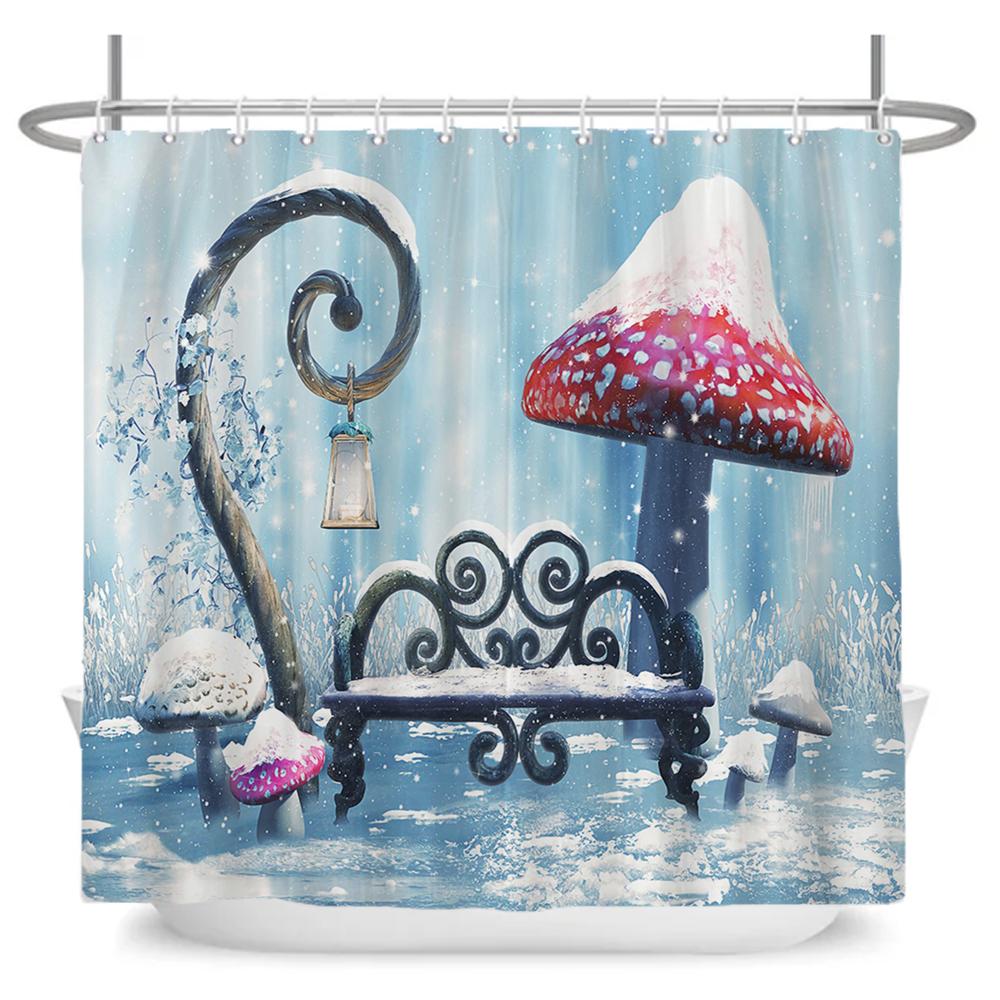 Fairy Tale Forest Waterproof Shower Curtain for Bathroom Cartoon Baby Decoration Bath Curtain Polyester Fabric with hooks