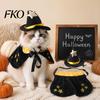 Halloween Wizard Cloak for Pets 1 Set Cat Witch Costume, Black Cape And Hat, Moon Costume Star Pointed Hat Cats Small Medium Dogs Festive