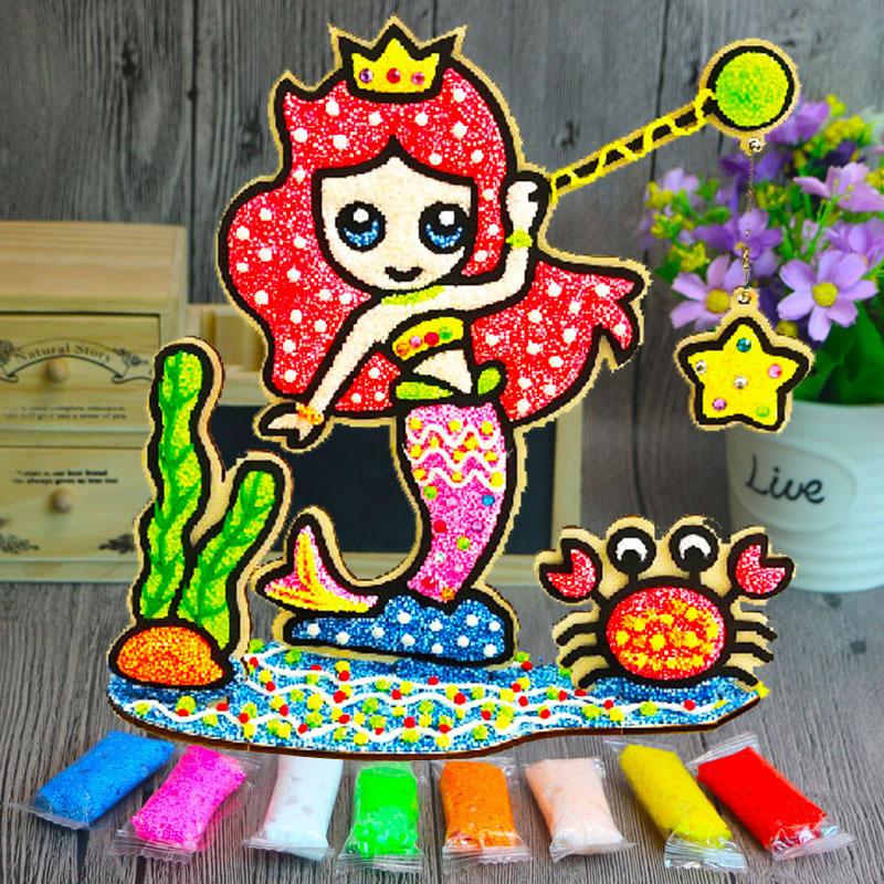 3D Wood Snowflake Clay Painting Children DIY Creative Colorful Mud Painting  Board Art Painting Tool Child