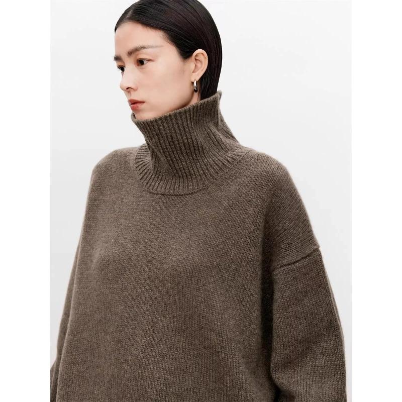 Thickened Turtleneck Sweater Women's Loose Lazy Knit Silhouette Sweater European Products