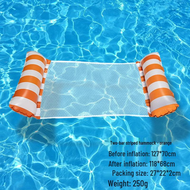 Foldable Striped Inflatable Pool Float Hammock Recliner