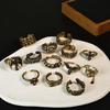2026 Distressed Gold-Plated Asian Style Artistic Matte Frosted Ring