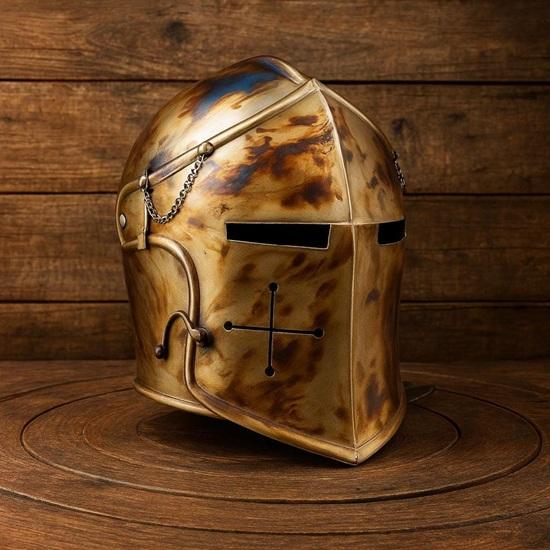Handmade Crusader Knight Barbuda Helmet Battle Decor Gift