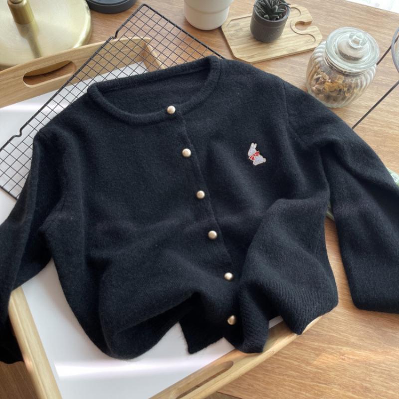Lazy Style Knitted Cardigan Women s Autumn and Winter Japanese Retro College Style Short Sweater Jacket S