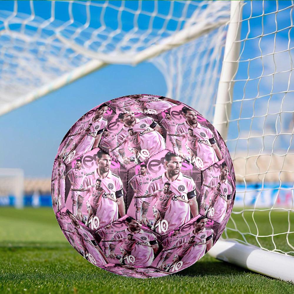 Messi's Pink Size 5 Soccer Balls, Anti-Slip, Protective Football, Outdoor Sport, Practice Games, Birthdays Gift Suitable for fan