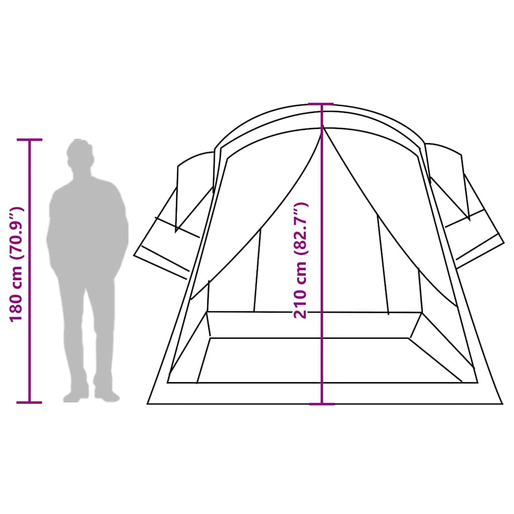 Tunnel Family Tent for 8 Persons Grey and Orange Waterproof
