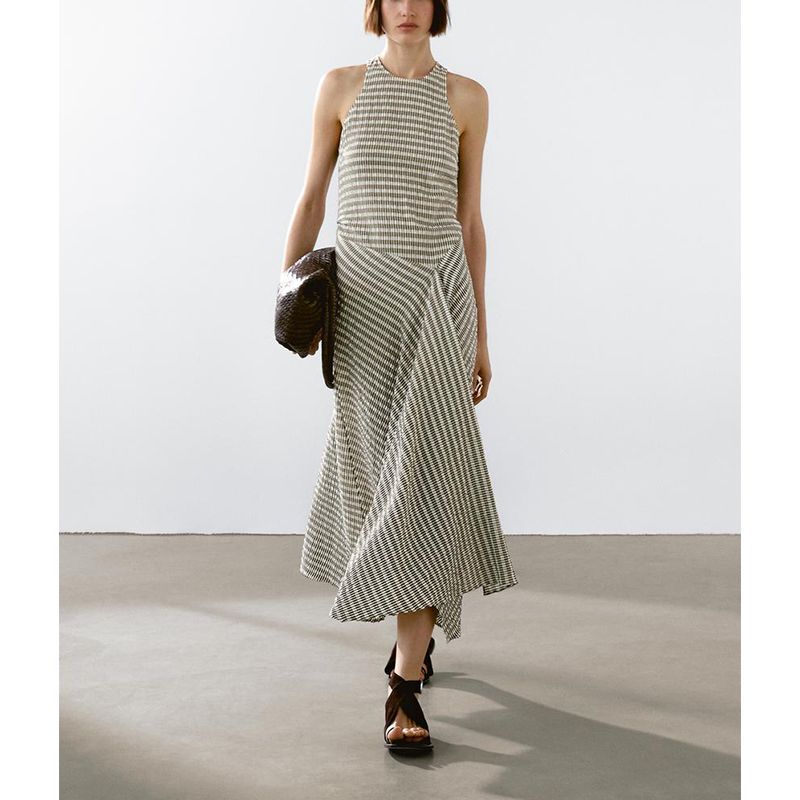 MD Summer New Arrival Women's Clothing French Plaid Gentle Stylish Skirt Long Sleeveless Dress 6696595