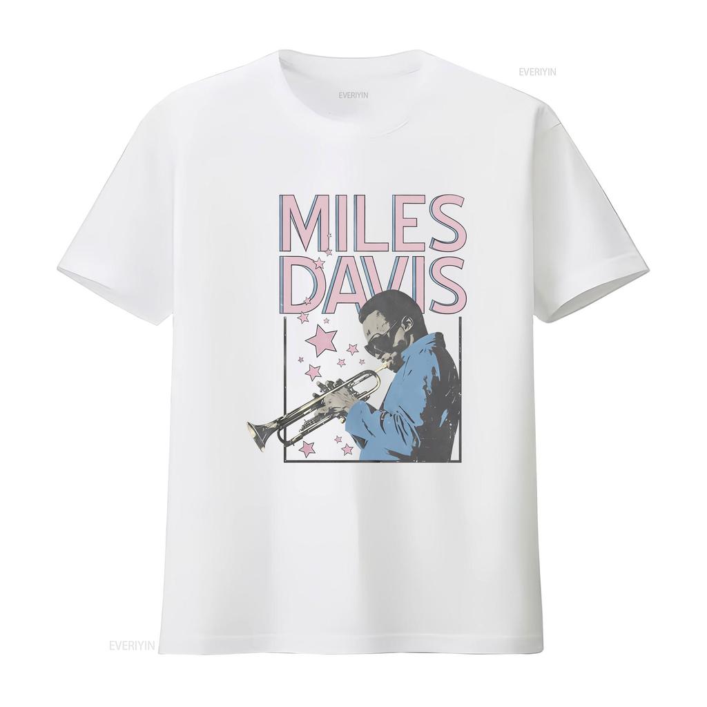 Vintage Retro Miles Davis Jazz Trumpet Musician Print Casual T Shirt vintage Washed Breathable Comfortable streetwear Stretched