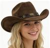 Western Suede Upturned Edge Western Cowboy Hat Men's and Women's Outdoor Travel Hat Rolled Brim Ethnic Style Top Hat Felt Hat