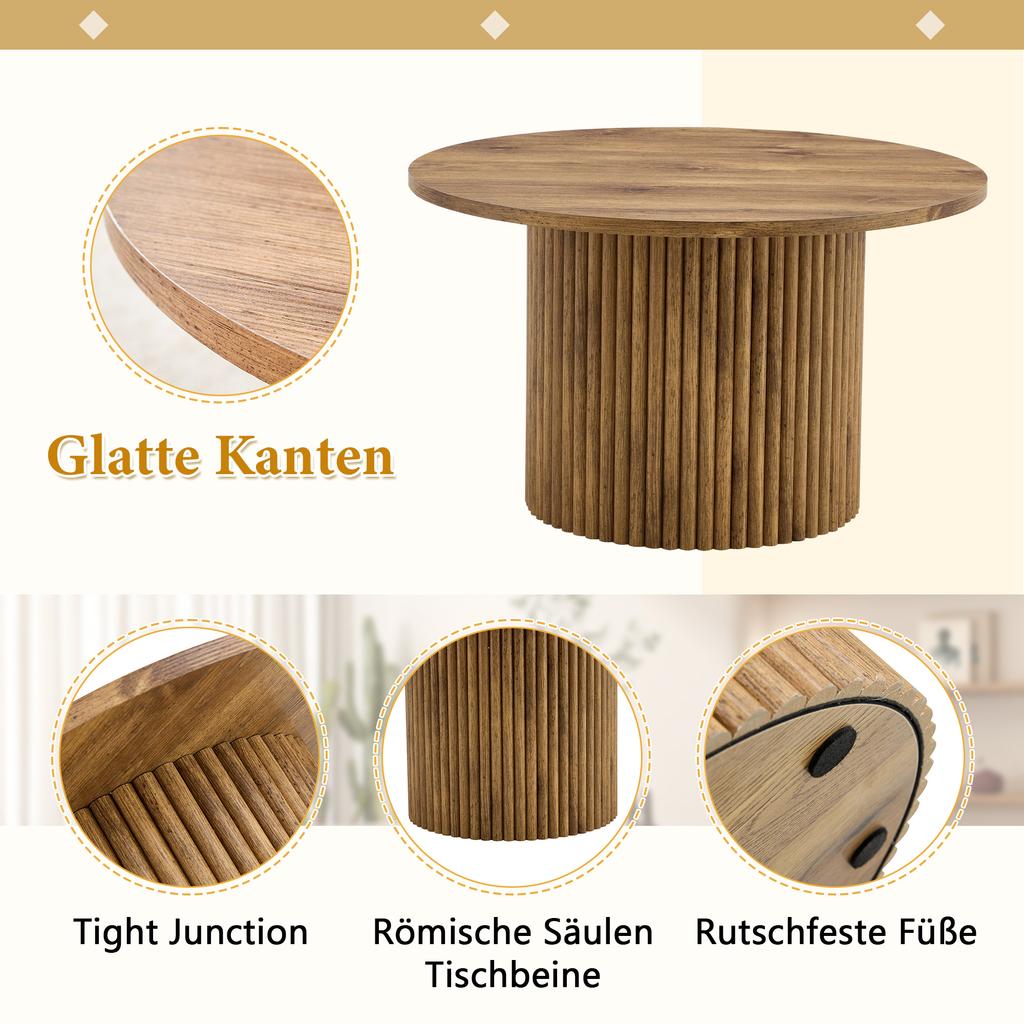 Tavolino in MDF con Diametro 70 cm: Tavolino con Design a Colonna Romana, Struttura Metallica Integrata, Stile Retro-Lusso per il Salotto.