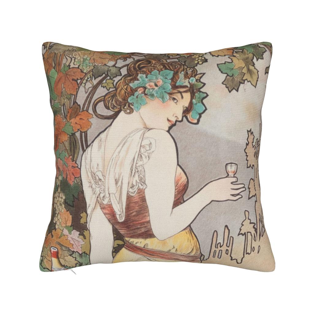 Alphonse Mucha (  )  Pillowcase Polyester Cushion Cover Decorations  Throw Pillow Case Cover Chair Zippered Xcm