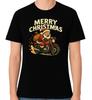 Santa Clause Motorbike Biker T-Shirt Christmas Top Merry Xmas Tee
