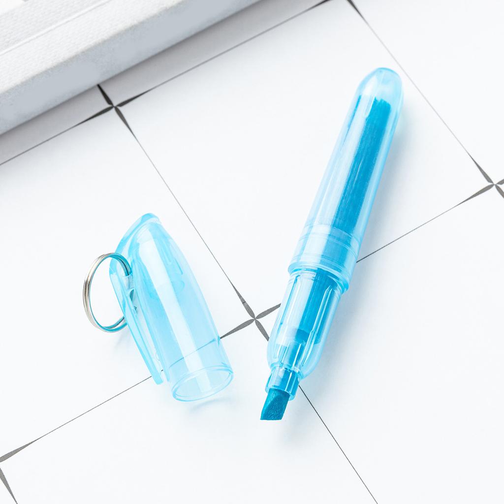 10Pcs Colorful Highlighter with Metal Round Keyring Chisel Tip Marker Pen Quick Drying for Scrapbooking Calendar Journal