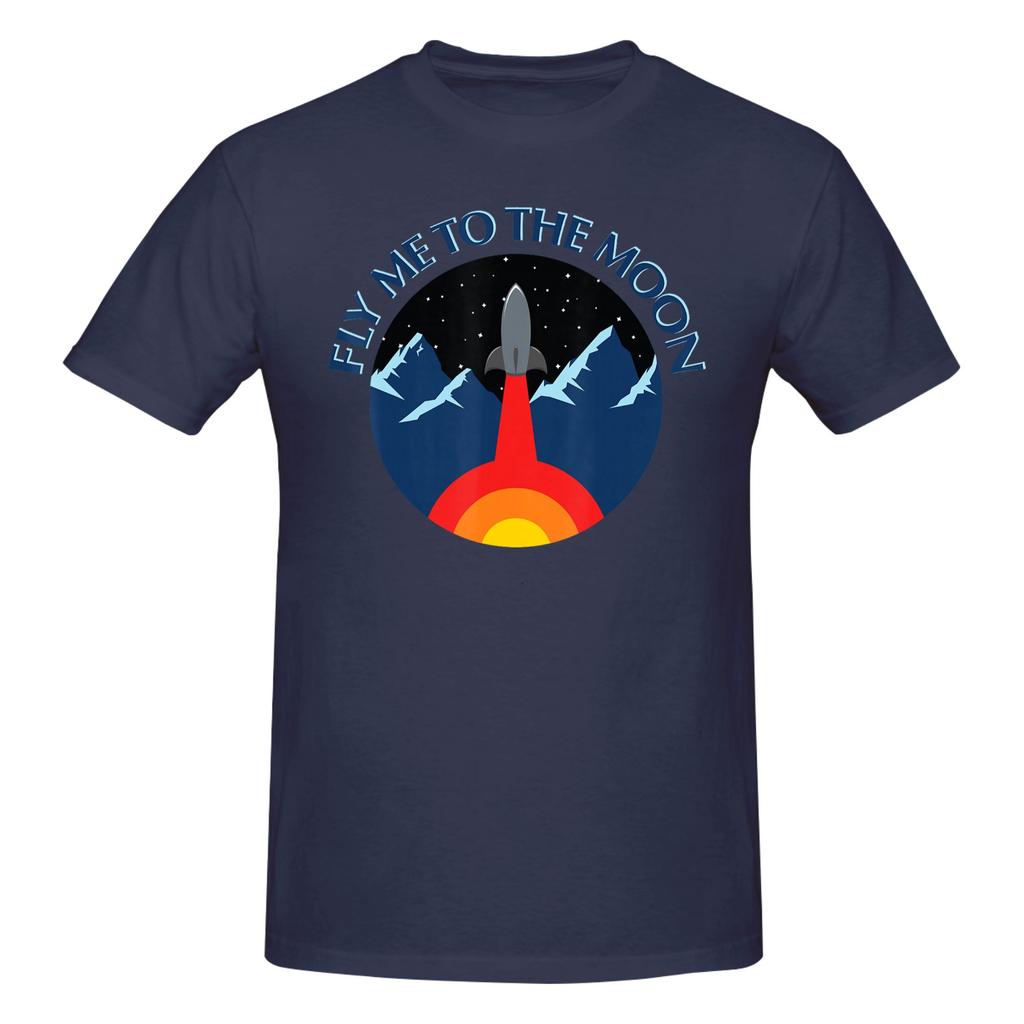 1 Piece Rocket Art Funny 100 Cotton Tshirt Fly To The Moon Tops Tees For Unisex