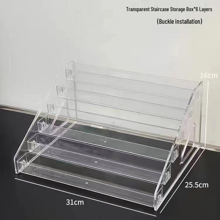 Acrylic Badge Display Stand with Tiered Transparent Storage Shelves