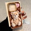 Cute Cartoon Plush Bear 2D Print Faux Leather Phone Case For iPhone 17 16 15 14 13 12 11 Pro Max XS X XR 15 16 Plus 17 Air Cover
